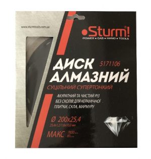 Диск алмазный сплошной супертонкий (200x25.4 мм) Sturm 5171106