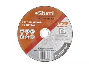 Круг отрезной по металлу (180 x 1.6 x 22.23 мм) Sturm 9020-180-16PRO